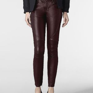COPY - All Saints - Oxblood Leather Moto Pants 25